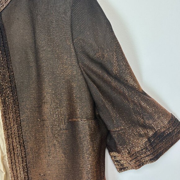 Women’s Bronze Maxi Strapless Dress W/Elbow Length Open-Front Jacket & Scarf - Picture 7 of 15